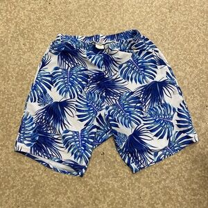 PatPat Blue Leaf Print Swim Trunks
